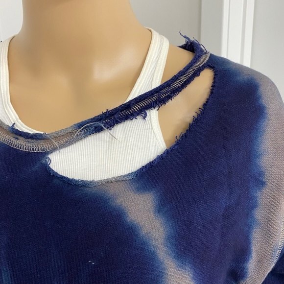 Alala Distressed Sweatshirt. Blue Tie Dye. Small. - Picture 5 of 16